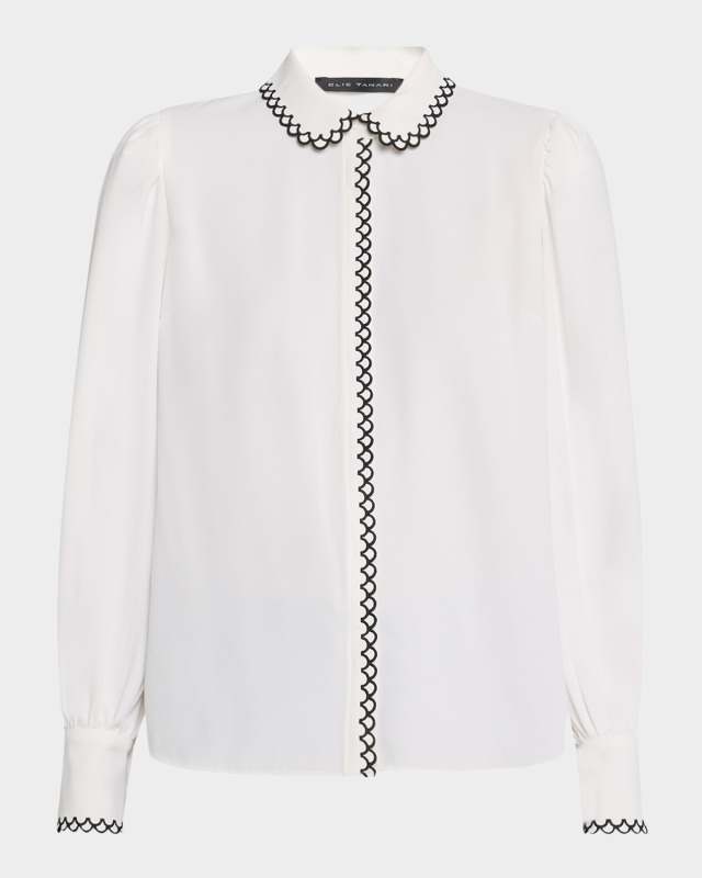 The Roshan Scalloped Button-Down Blouse